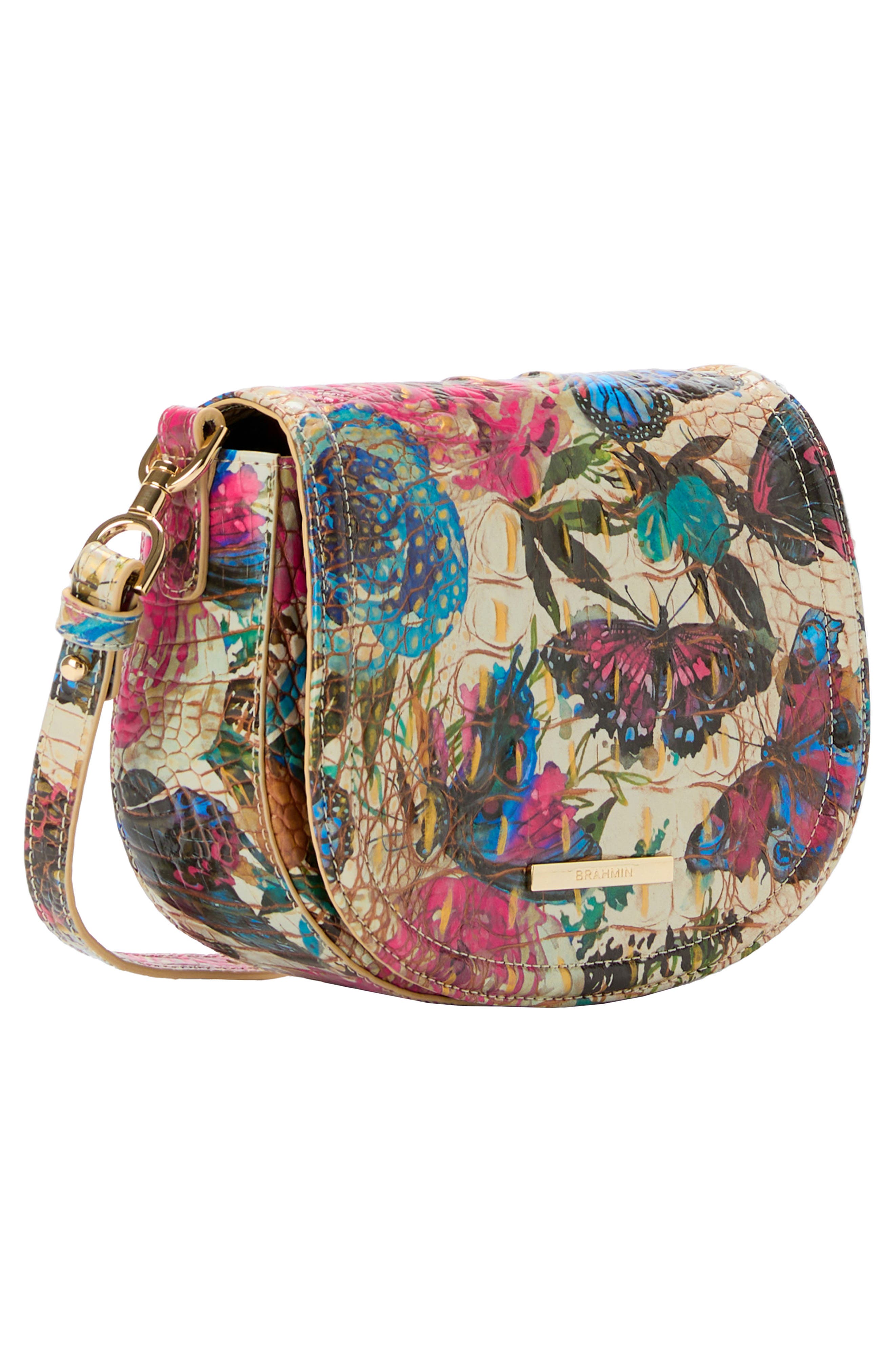 Brahmin Briar Croc Embossed Leather Crossbody Bag, Alternate, color, 