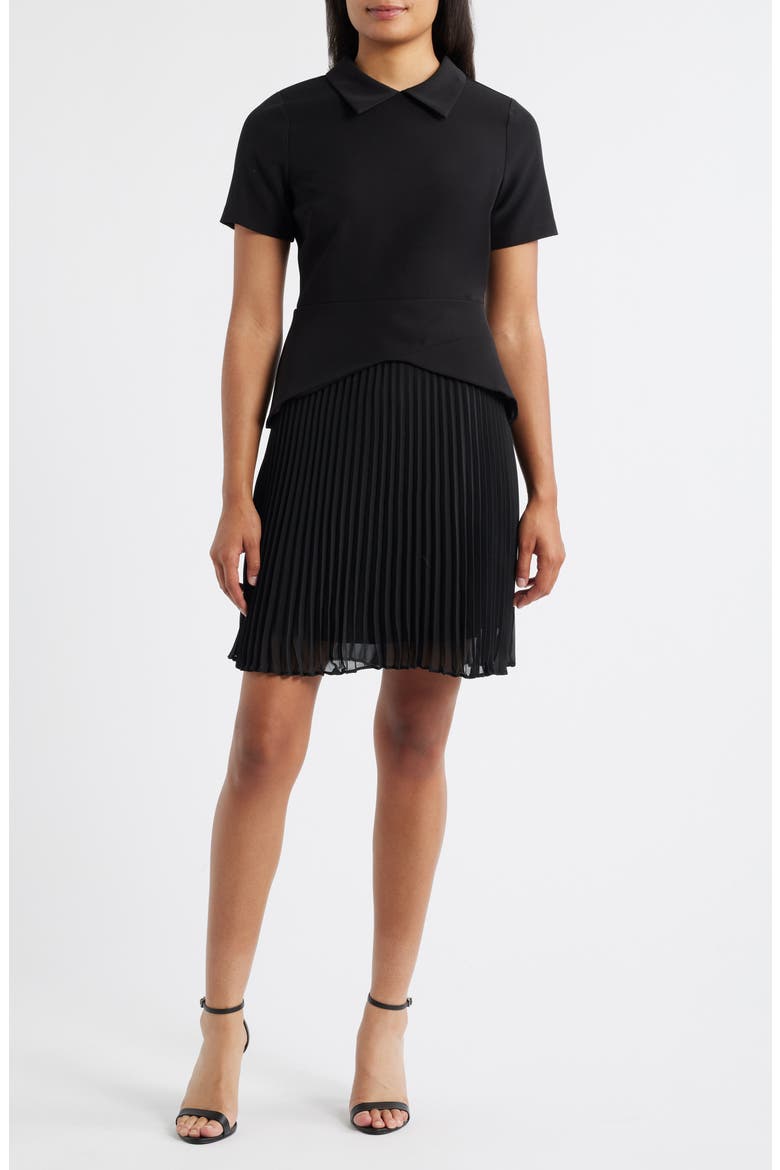 Mixed Media Dress, Main, color, BLACK