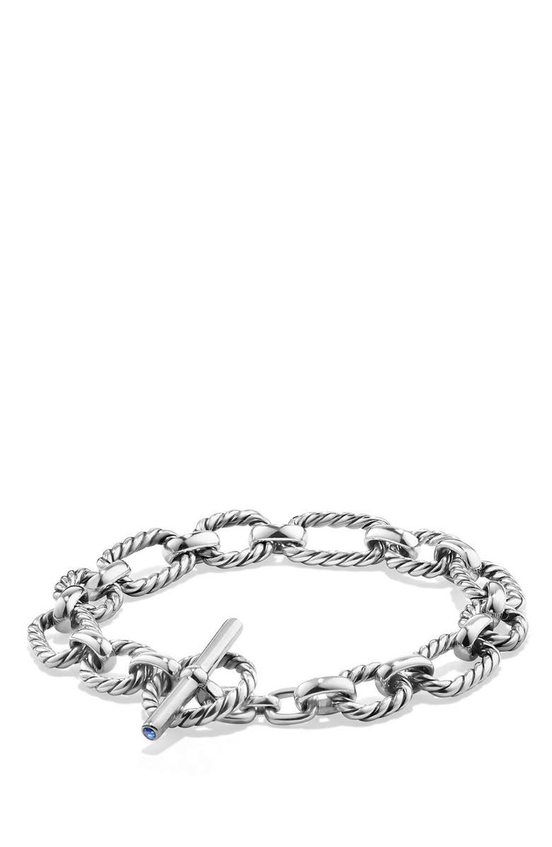 David Yurman Cushion Link Bracelet with Blue Sapphires, Main, color, 