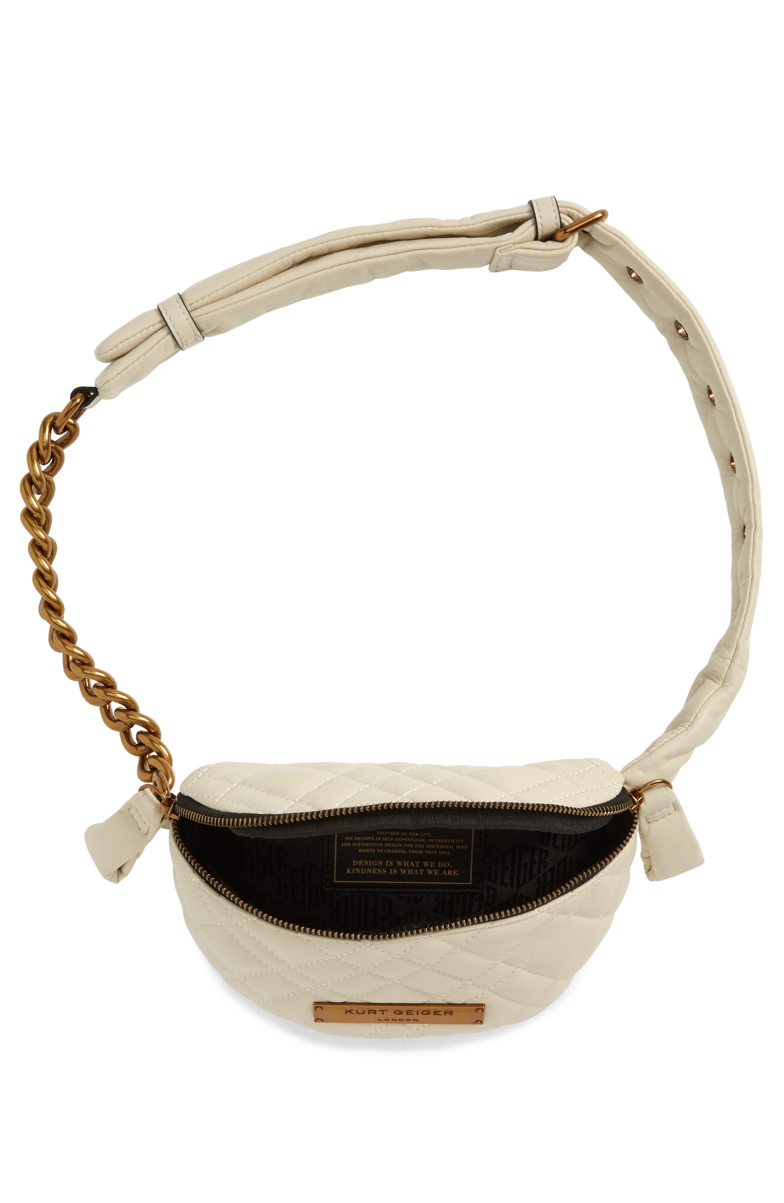 Kurt Geiger London Small Brixton Quilt Belt Bag, Alternate, color, Natural