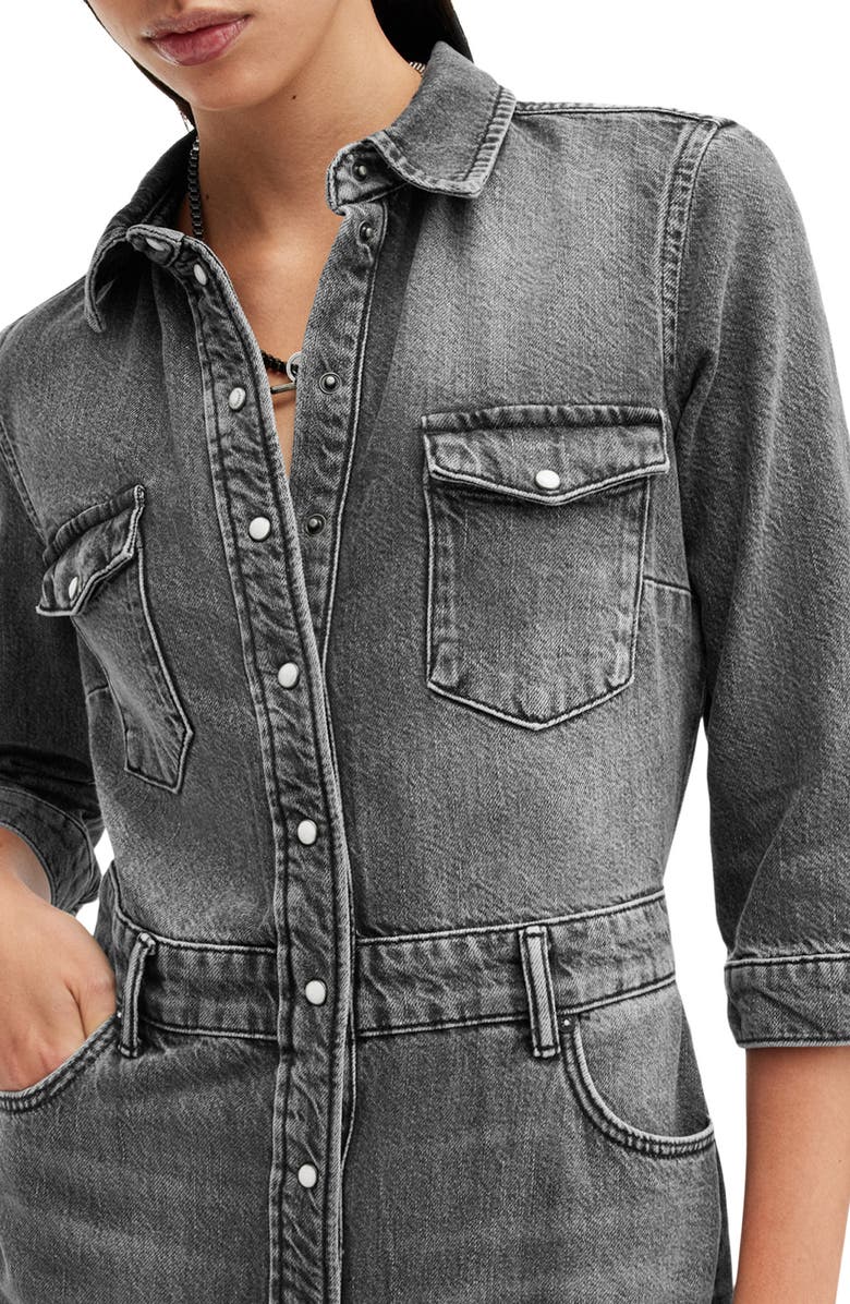 AllSaints Blair Denim Shirtdress, Alternate, color,