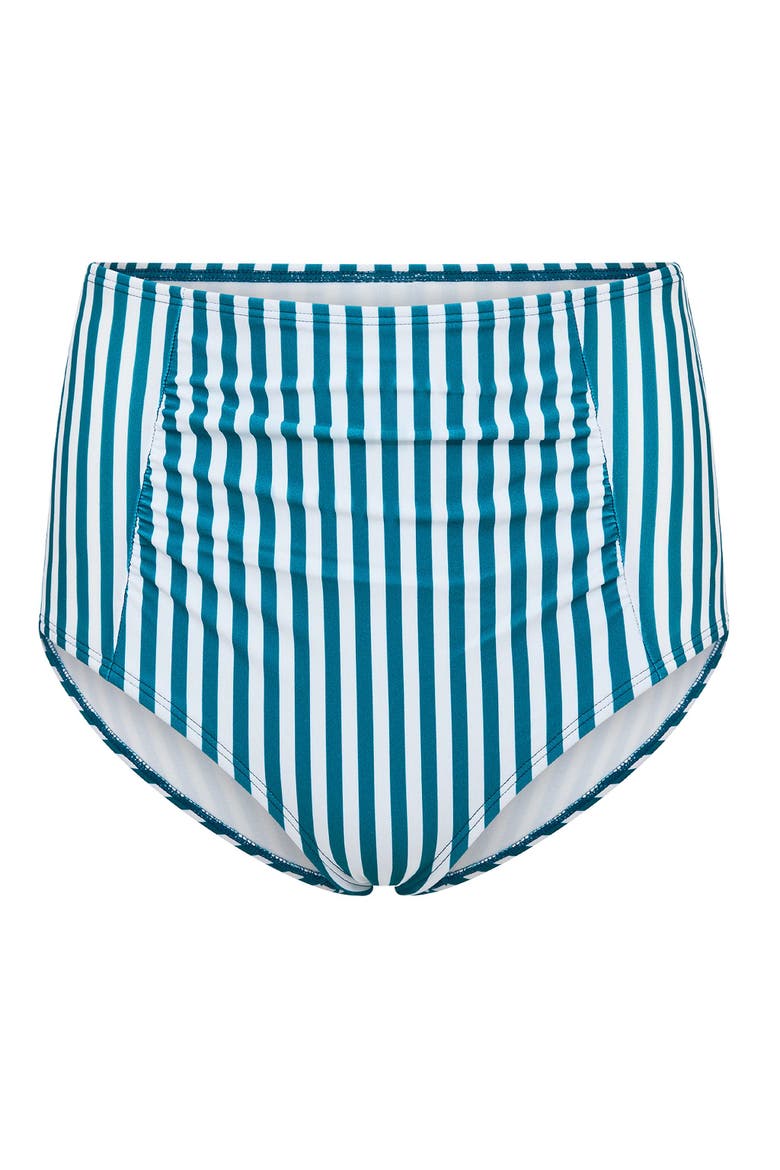 Shelbie Swimwear High Waisted Bikini Bottom, Alternate, color, Stripe blue