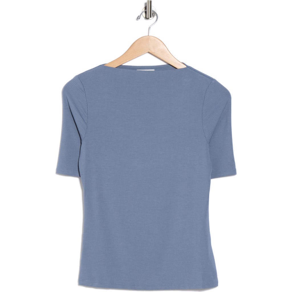 Nordstrom Rack Boat Neck Ribbed T-shirt In Blue