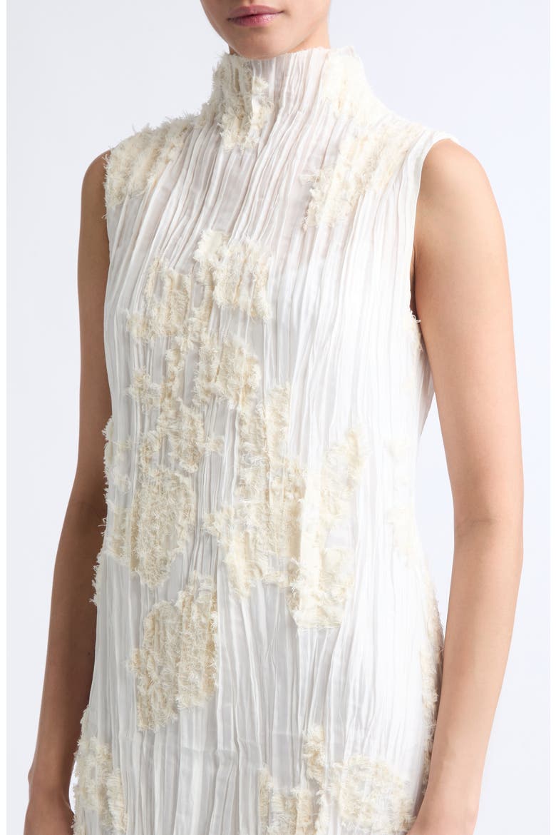 Nala Cotton & Silk Blend Eyelash Plissé Gown, Alternate, color, CREMA