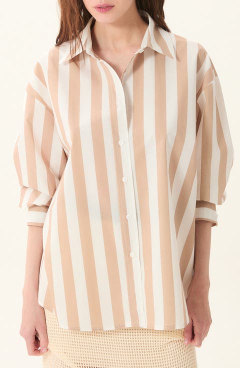 Vicenzo Stripe Cotton Button-Up Shirt