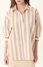 DELUC Vicenzo Stripe Cotton Button-Up Shirt
