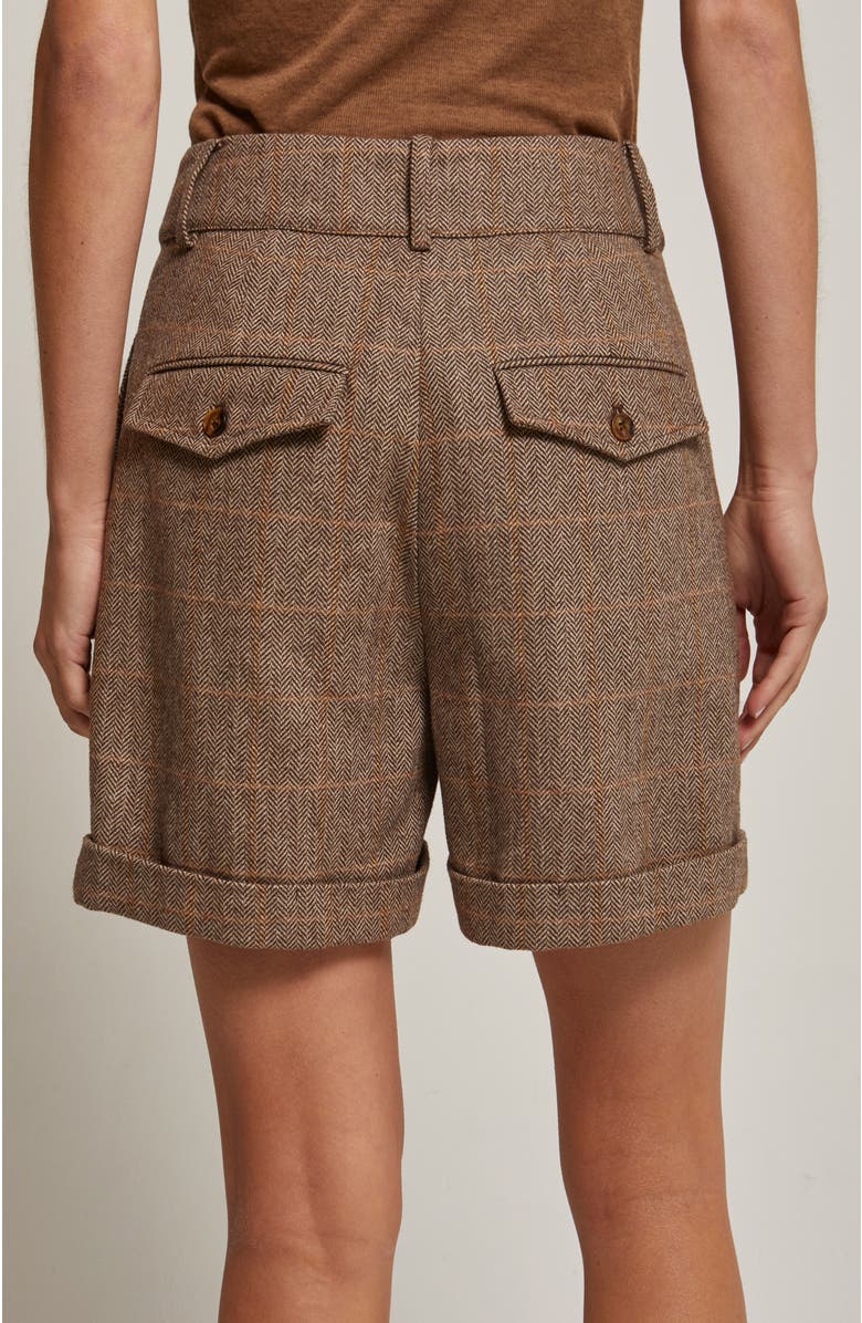 CRESCENT Herringbone Wool Blend Cuffed Shorts, Alternate, color, Brown
