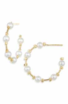 ARGENTO VIVO All Around Faux Pearl Hoop Earrings