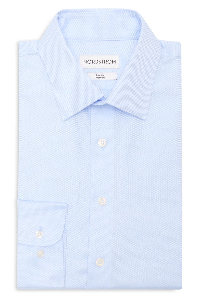 Trim Fit Textured Cotton Shirt, Alternate, color, BLUE SARONNO TEXTURE
