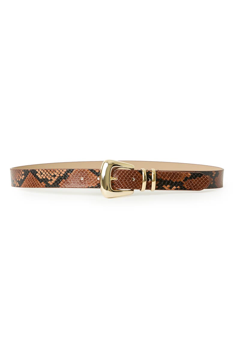 B-Low the Belt Milan Python Print Leather Belt, Main, color, Cognac/ Gold