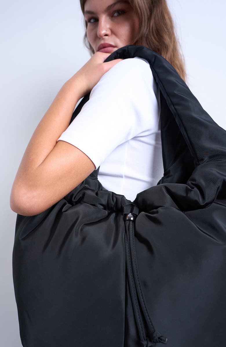 Topshop Ruched Tote, Alternate, color, Black