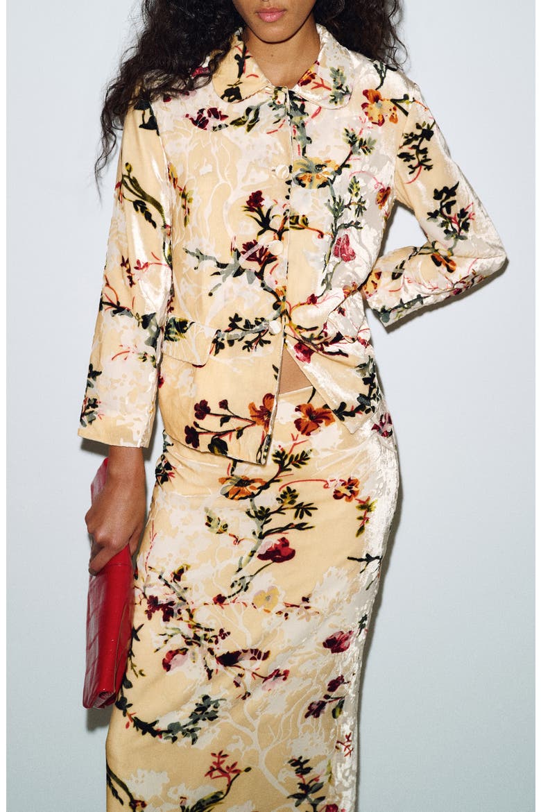x Alexa Chung Carolyn Print Velvet Maxi Skirt, Alternate, color, FLORAL VELVET