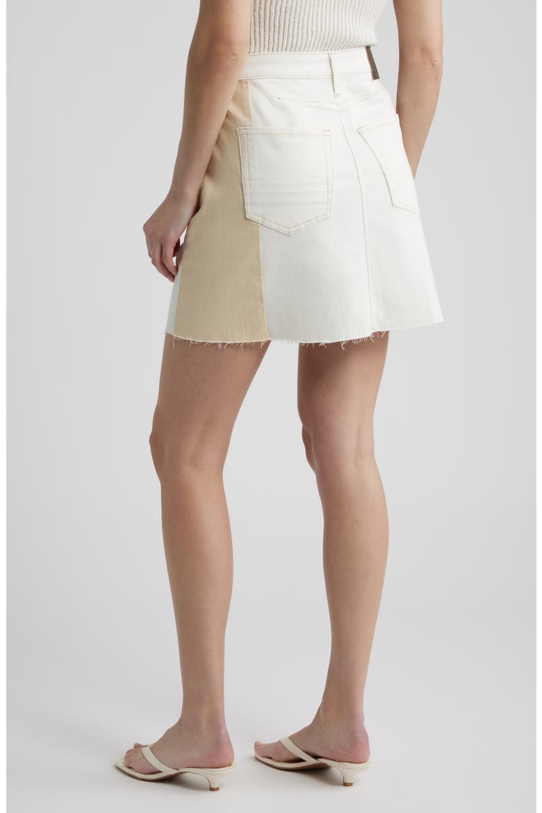 Colorblock Denim Skirt, Alternate, color, IVORY/ PEARL