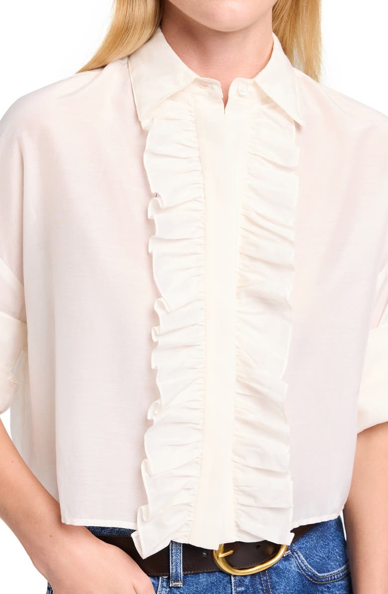 TWP Next Ex Ruffle Crop Shirt, Alternate, color, Ivory