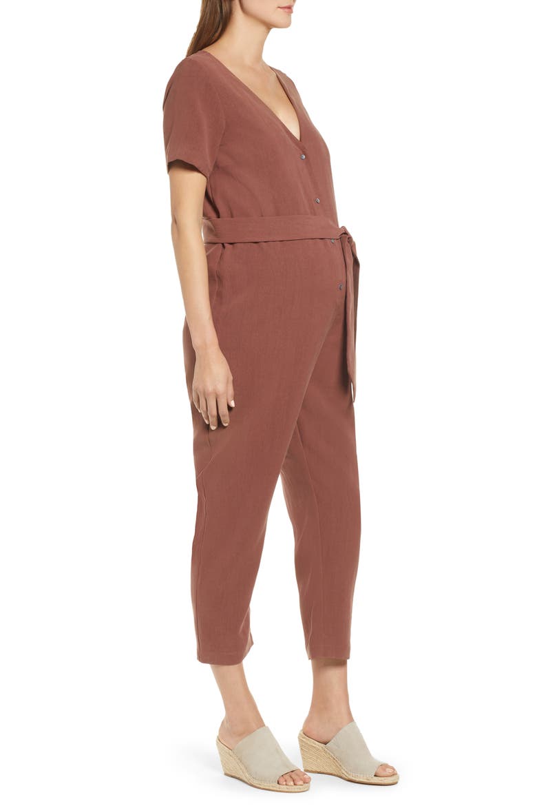 The Noelle Maternity Nursing Friendly Jumpsuit, Alternate, color, ANISE