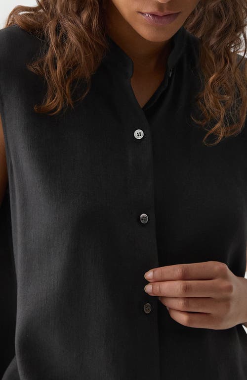 Theory Sleeveless Asymmetric Draped Tunic In Black