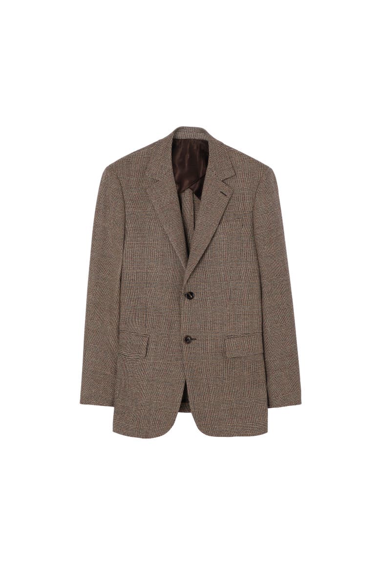 Check Wool Linen Blend Sloane Tailored Jacket, Alternate, color, Soap beige/brown