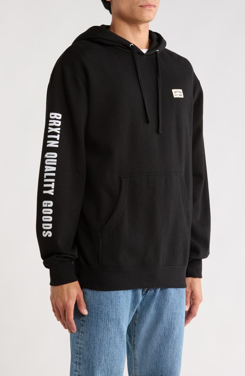 Brixton Woodburn Grpahic Hoodie, Alternate, color, Black