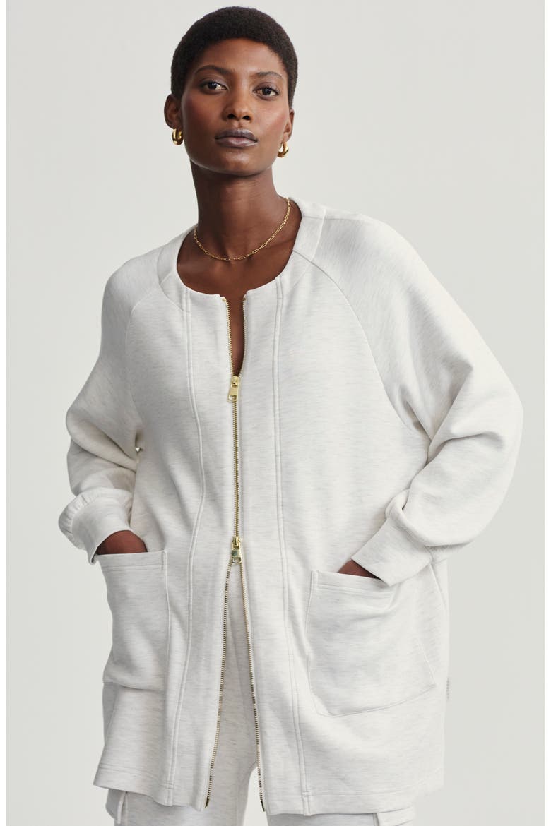 Augusta DoubleSoft® Zip-Up Sweatshirt, Alternate, color, IVORY MARL