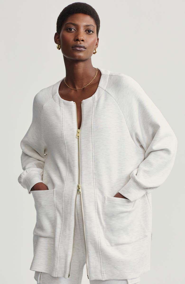 Varley Augusta DoubleSoft<sup>®</sup> Zip-Up Sweatshirt, Alternate, color, Ivory Marl
