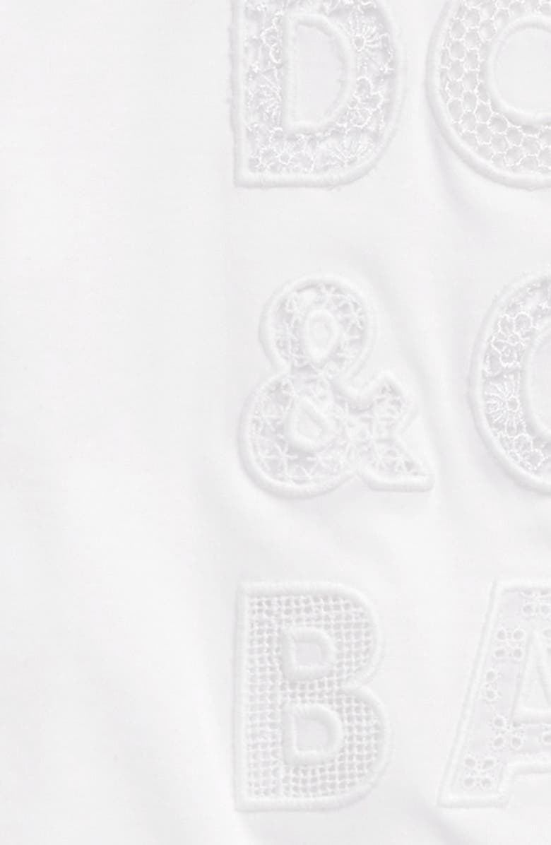 Dolce&Gabbana Kids' Lace Logo Appliqué T-Shirt, Alternate, color, 