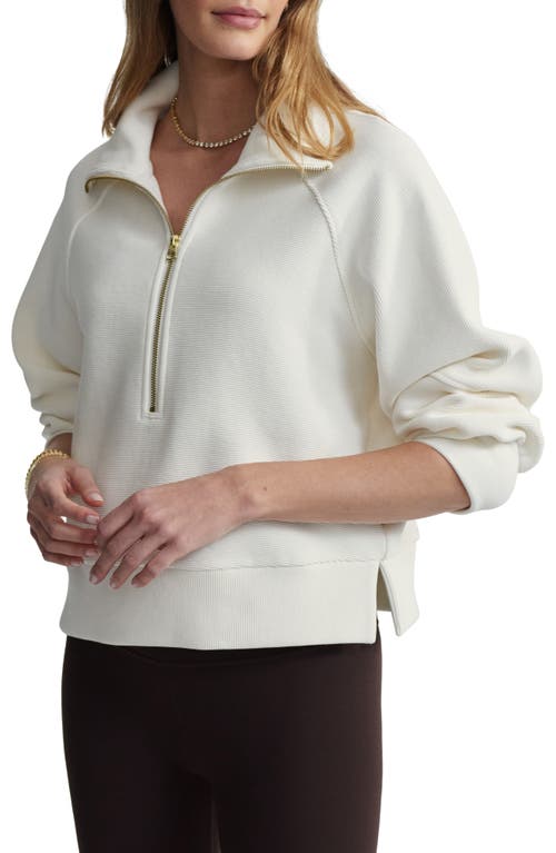 Varley Miland Half-zip Ribbed Knit Sweater In Ivory