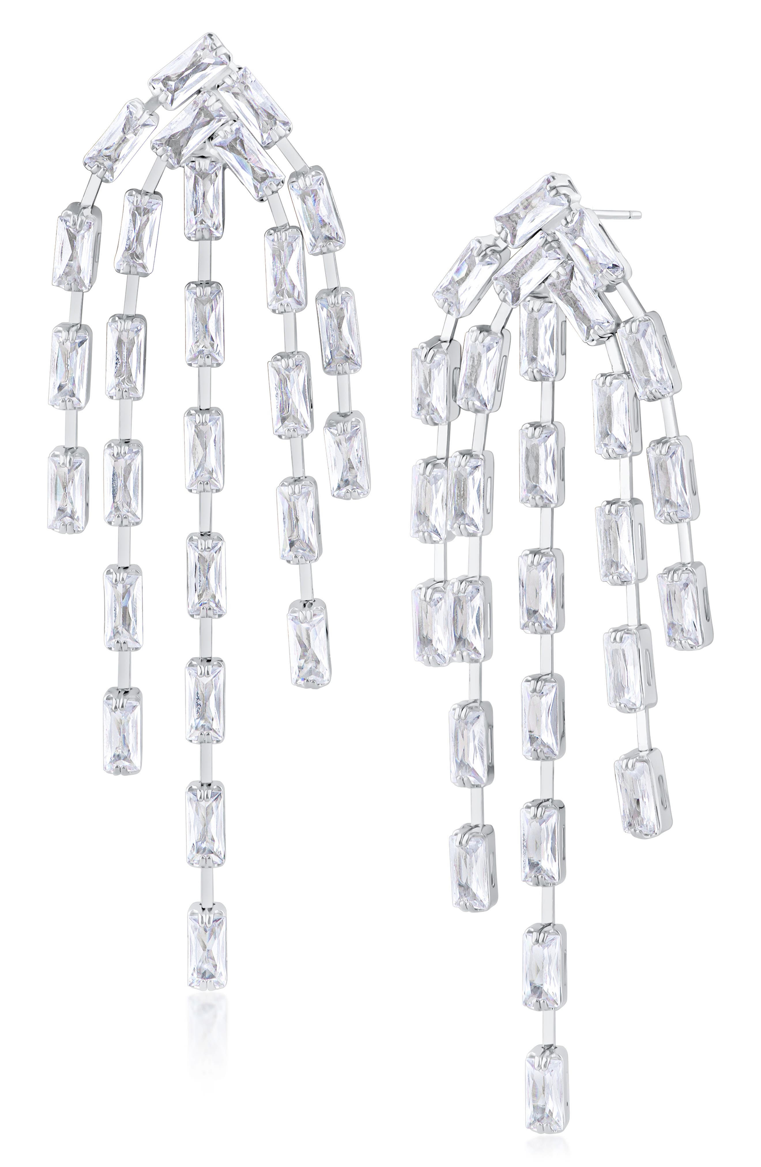 JARDIN Cascading Cubic Zirconia Drop Chandelier Earrings