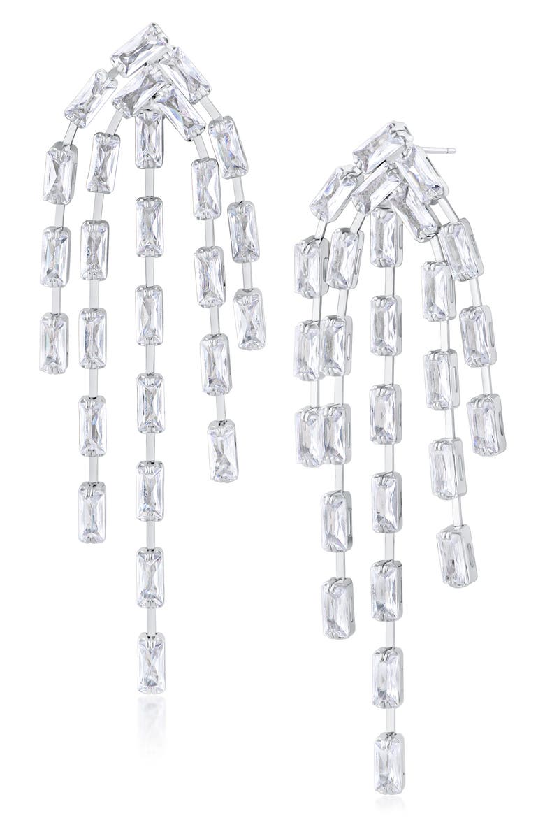Cascading Cubic Zirconia Drop Chandelier Earrings (Nordstrom Exclusive), Main, color, CLEAR/ SILVER