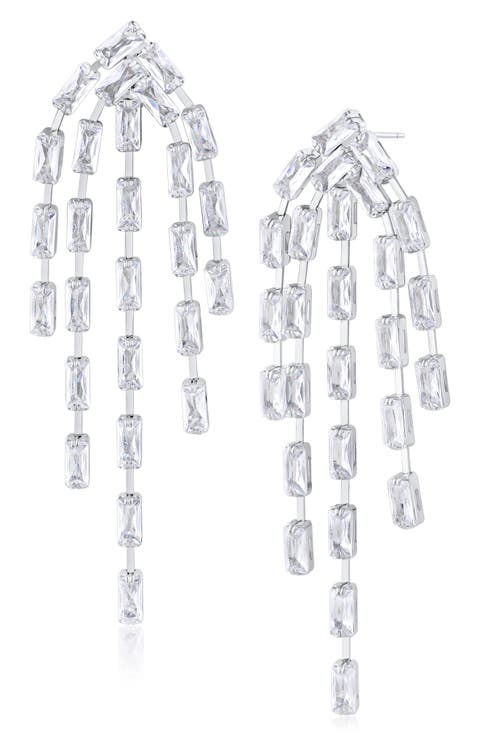 Cascading Cubic Zirconia Drop Chandelier Earrings