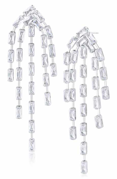 JARDIN Cascading Cubic Zirconia Drop Chandelier Earrings