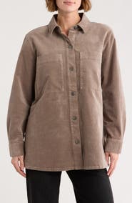 Eileen Fisher Stretch Organic Cotton Corduroy Classic Collar Jacket