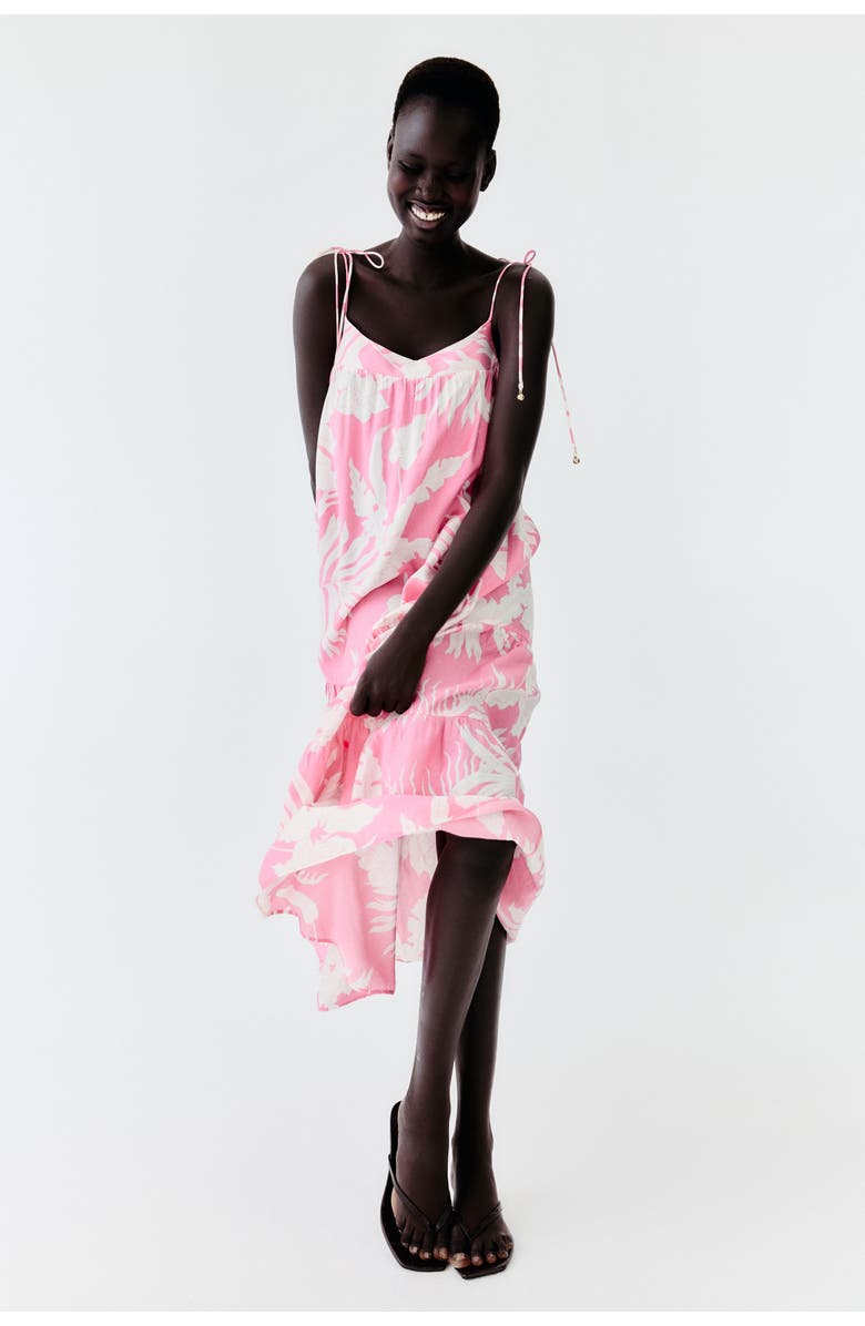 H&M Tie-strap Maxi Dress, Alternate, color, Pink/Patterned