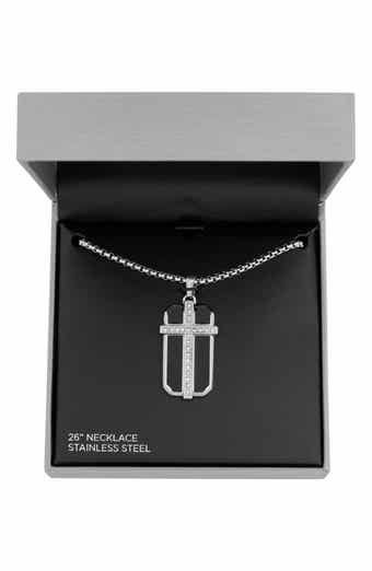 AMERICAN EXCHANGE Men's Cross Dog Tag Pendant Necklace