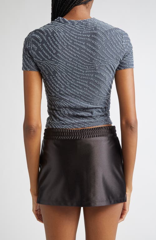 Alexander Wang Short Sleeve Round Neck Cropped Top In Gray