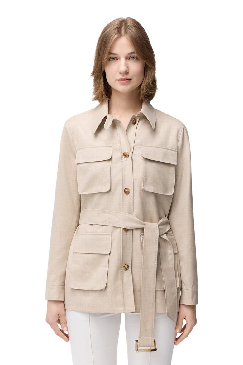 Belted Cashmere Safari Jacket, Alternate, color, warm grey
