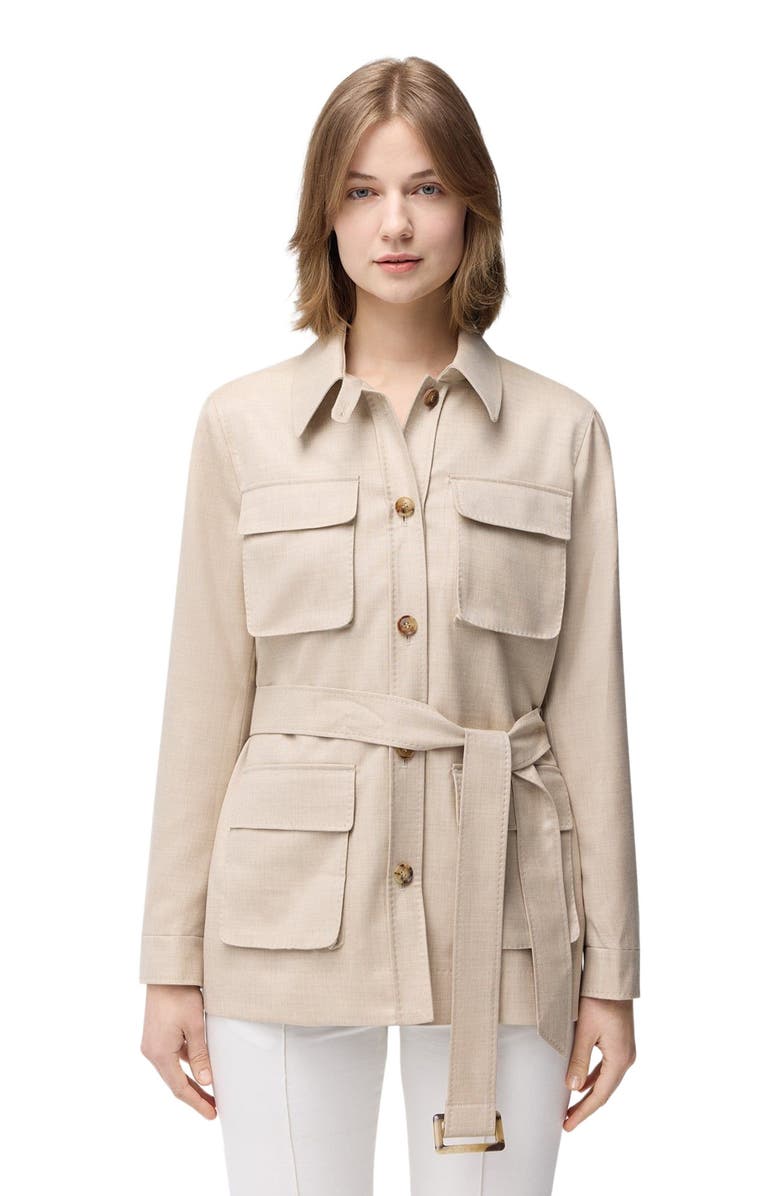 GOBI Mongolian Cashmere Belted Cashmere Safari Jacket, Alternate, color, Warm Grey