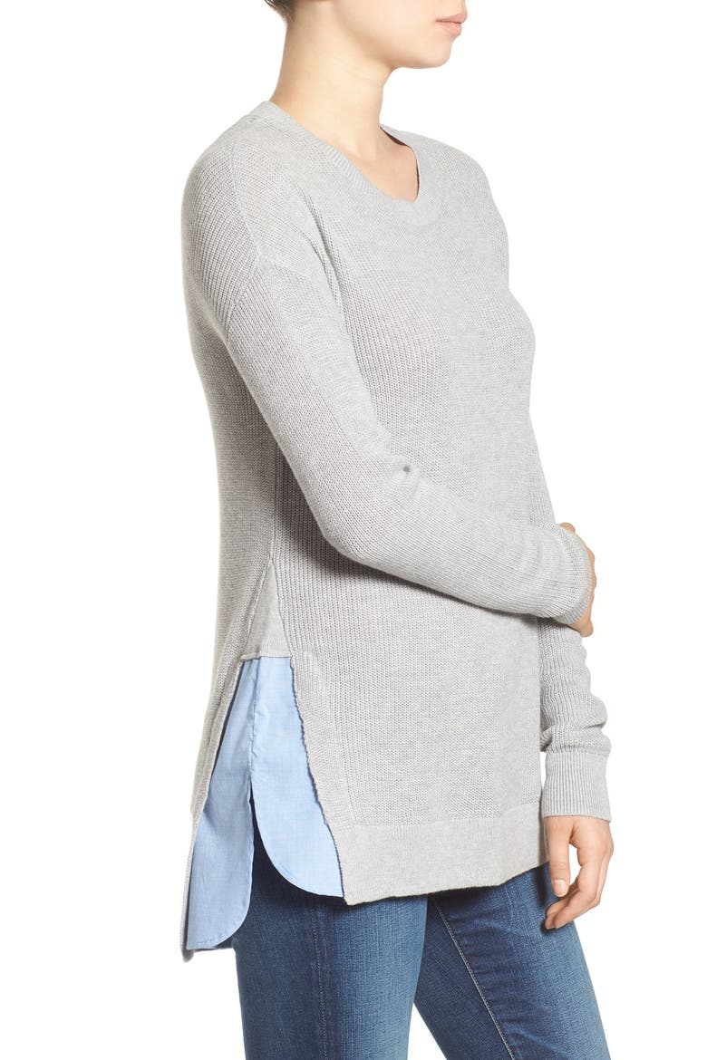 Treasure&Bond Layered Split Hem Sweater, Alternate, color, GREY HEATHER