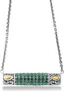 SAMUEL B. Sterling Silver & 18K Gold Pavé Emerald Pendant Necklace