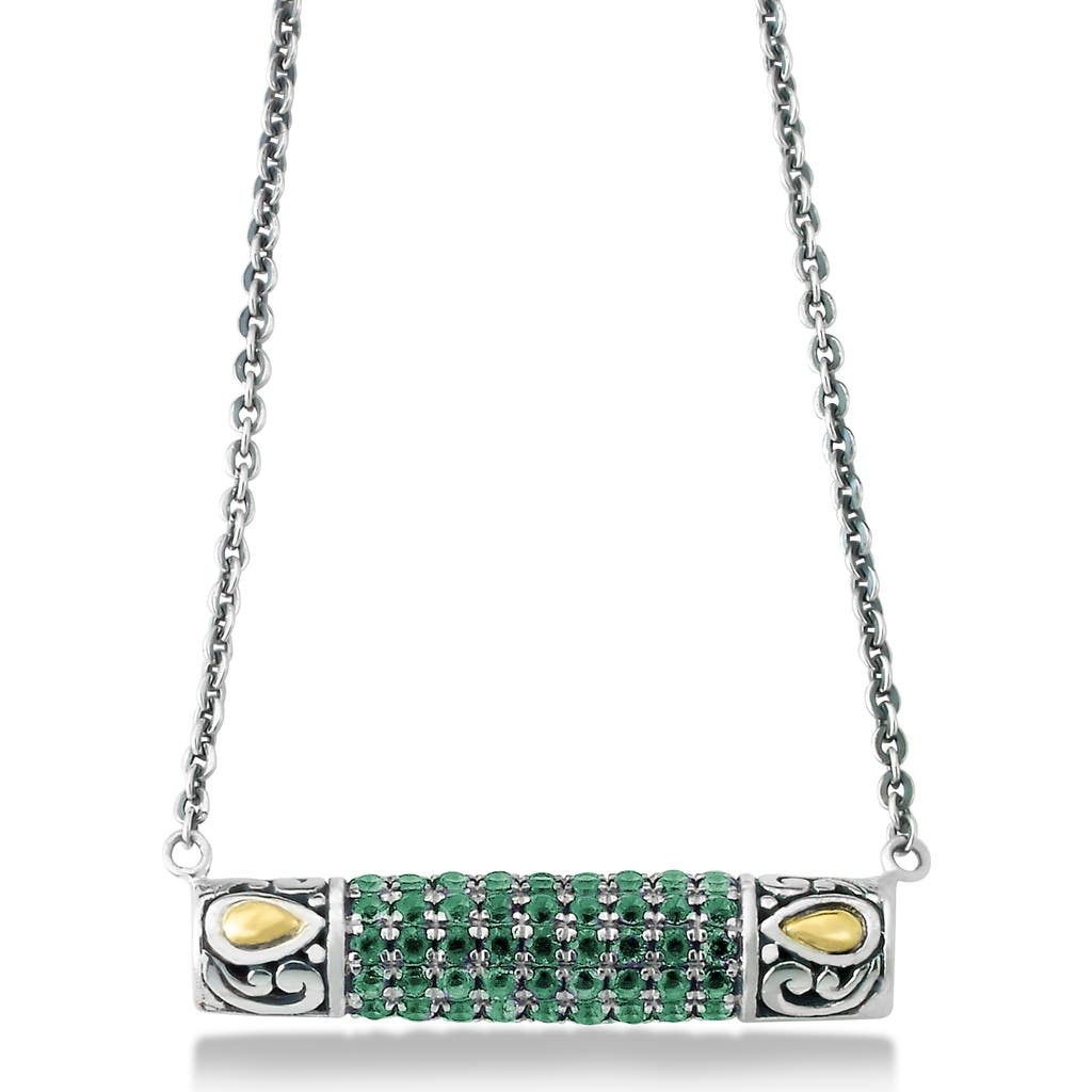 Samuel B. Sterling Silver & 18k Gold Pavé Emerald Pendant Necklace In Green