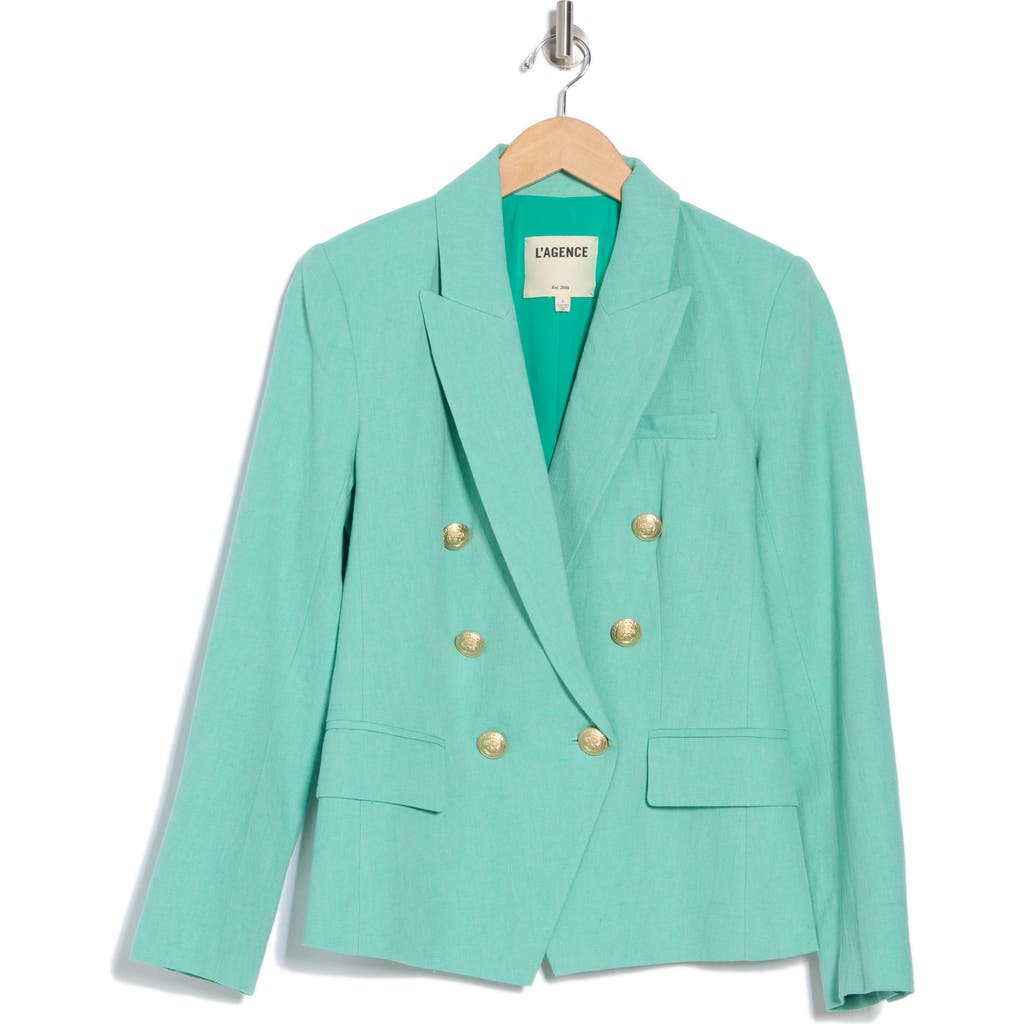 Shop L Agence L'agence Kenzie Double Breasted Linen & Cotton Blazer