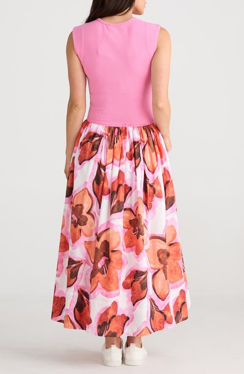 BRAVE + TRUE BRAVE+TRUE DAPHNE FLORAL SLEEVELESS MIXED MEDIA DRESS 