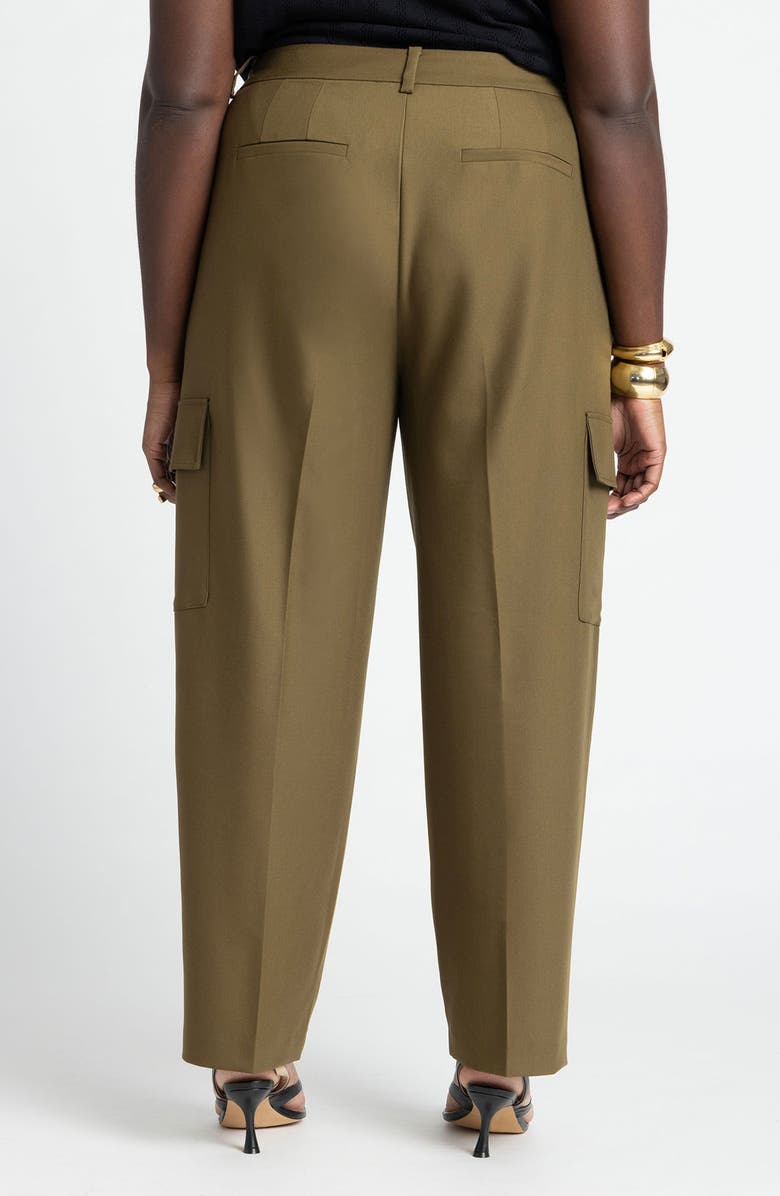 ELOQUII Pleated Straight Leg Cargo Pants, Alternate, color, 