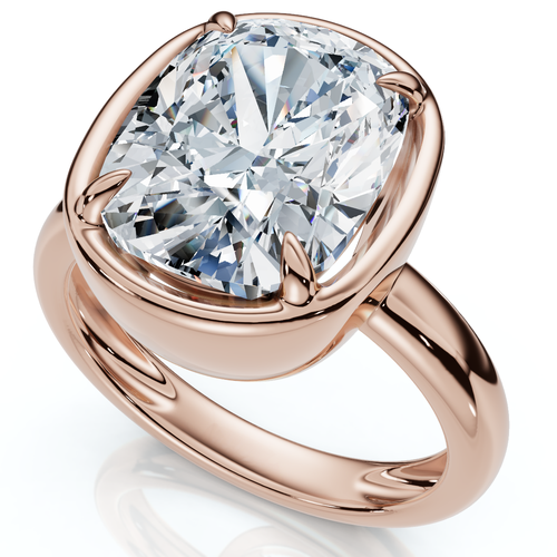 Bliss Diamond Certified 4ct Cushion Diamond Bezel Prong Engagement Ring 14k Gold Pt Lab Grown In Gold