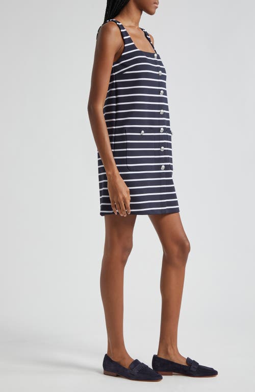 Veronica Beard Tibbie Stripe Knit Minidress In Navy/white