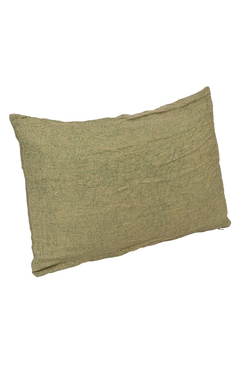 Storied Home 24 Inches Stonewashed Linen Lumbar Pillow, Main, color, Green