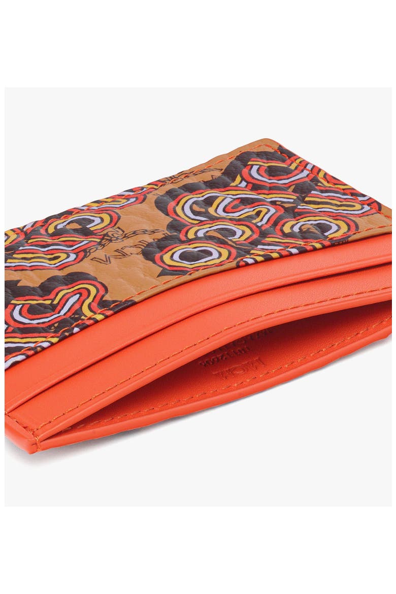 Aren Card Case in Disco Visetos, Alternate, color, Cognac