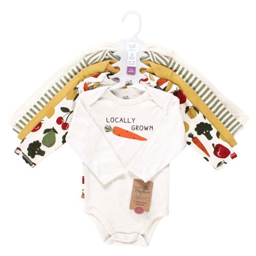 Touched By Nature Organic Cotton Long-sleeve Bodysuits In Multi