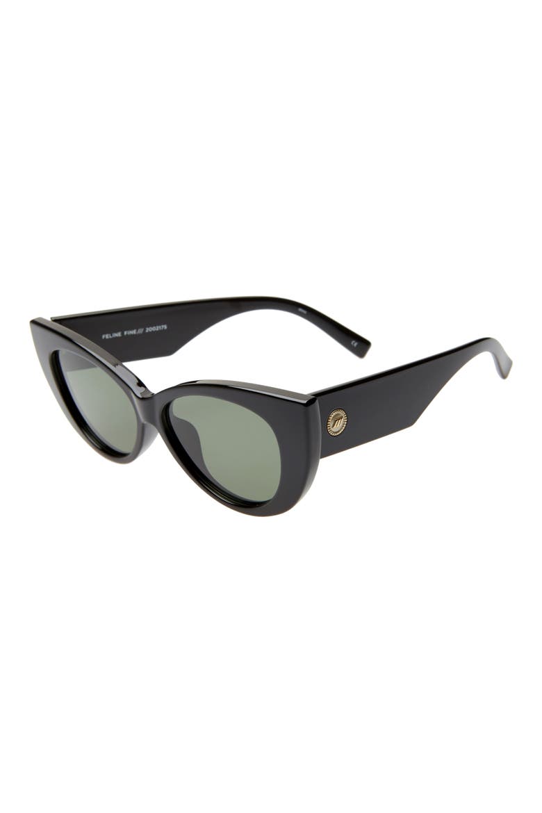 Feline Fine 54mm Polarized Cat Eye Sunglasses, Alternate, color, BLACK/ KHAKI