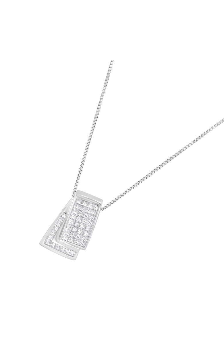 Haus of Brilliance 14K Gold 1.0 Cttw Princess Cut Diamond Foldover Box Pendant Necklace, Alternate, color, White