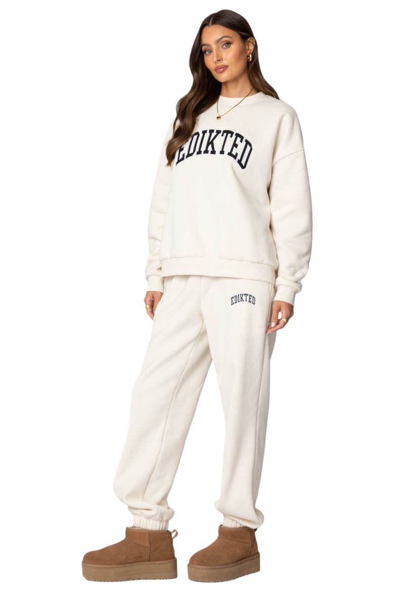 Babe Embroidered Oversize Fleece Sweatshirt, Alternate, color, CREAM